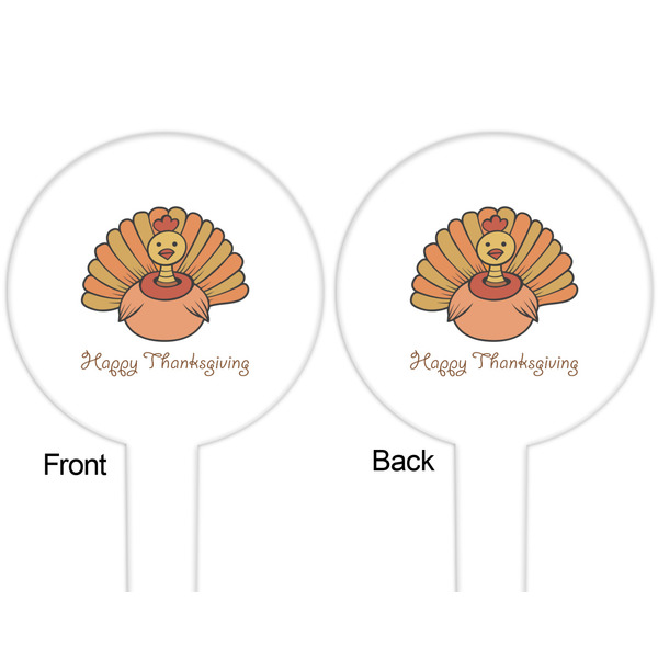 Thanksgiving White Plastic 6" Food Pick - Round - Double Sided - Front & Back