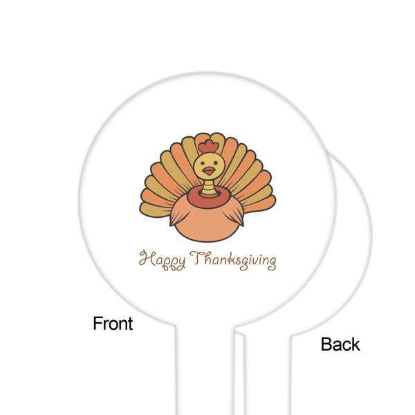 Thanksgiving White Plastic 6" Food Pick - Round - Single Sided - Front & Back