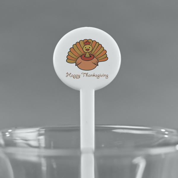 Thanksgiving White Plastic 7" Stir Stick - Round - Main