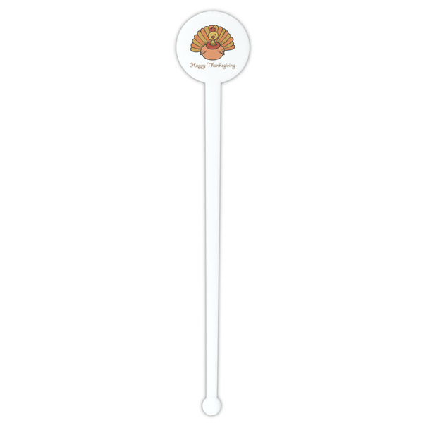 Thanksgiving White Plastic 7" Stir Stick - Round - Single Stick