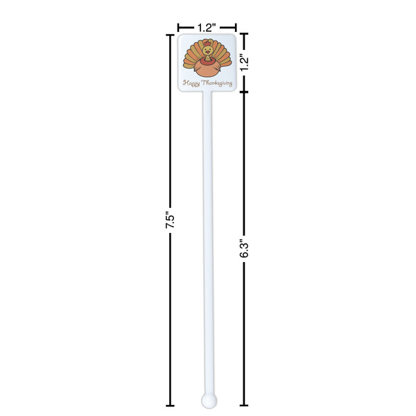 Thanksgiving White Plastic Stir Stick - Square - Dimensions
