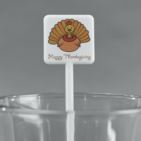 Thanksgiving White Plastic Stir Stick - Square - Main