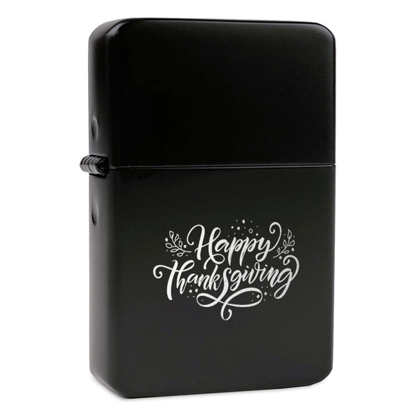 Custom Thanksgiving Windproof Lighter - Black - Double Sided & Lid Engraved