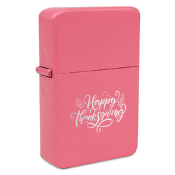 Thanksgiving Windproof Lighter - Pink - Single Sided & Lid Engraved