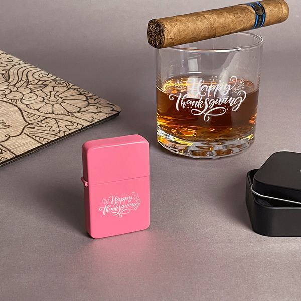 Thanksgiving Windproof Lighters - Pink - In Context