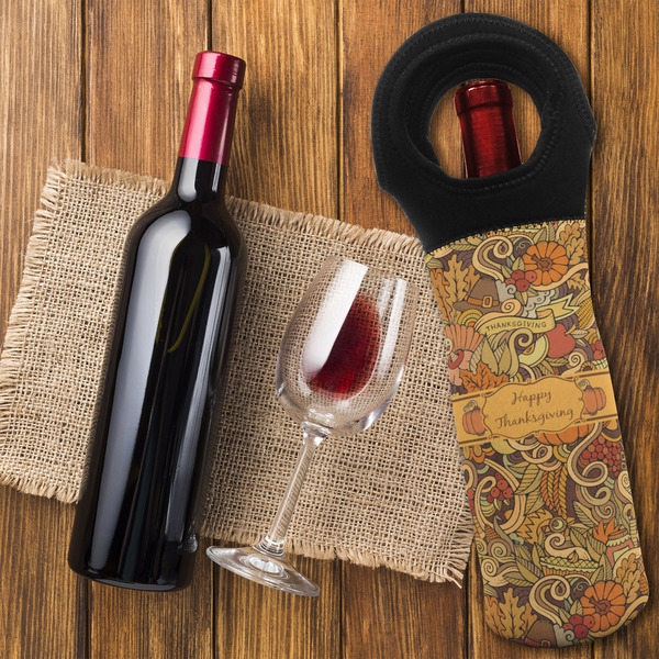 Thanksgiving Wine Tote Bag - FLATLAY