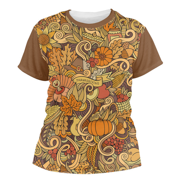 Custom Thanksgiving Women's Crew T-Shirt - 2X Large