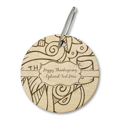 Thanksgiving Wood Luggage Tag - Round