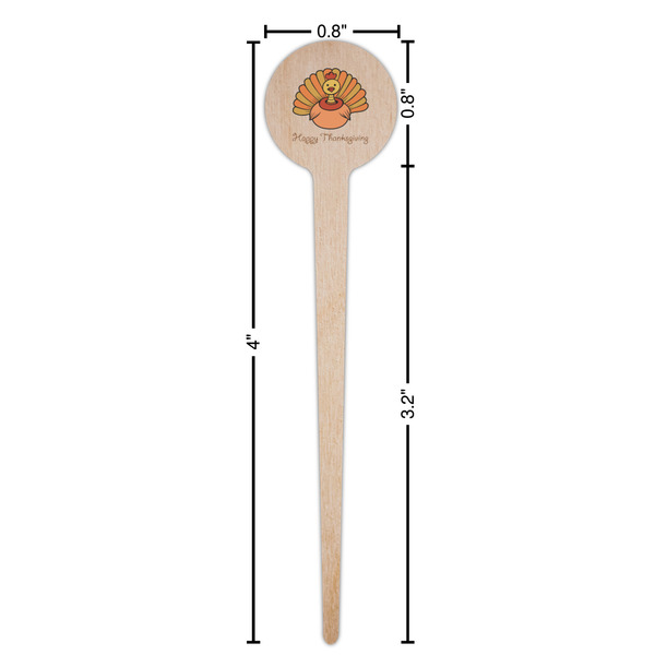 Thanksgiving Wooden 4" Food Pick - Round - Dimensions