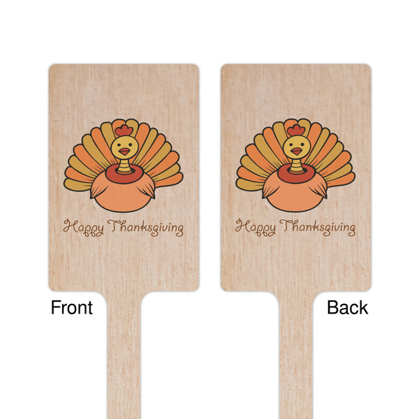 Thanksgiving Wooden 6.25" Stir Stick - Rectangular - Double Sided - Front & Back