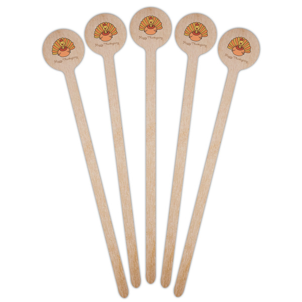 Thanksgiving Wooden 6" Stir Stick - Round - Fan View