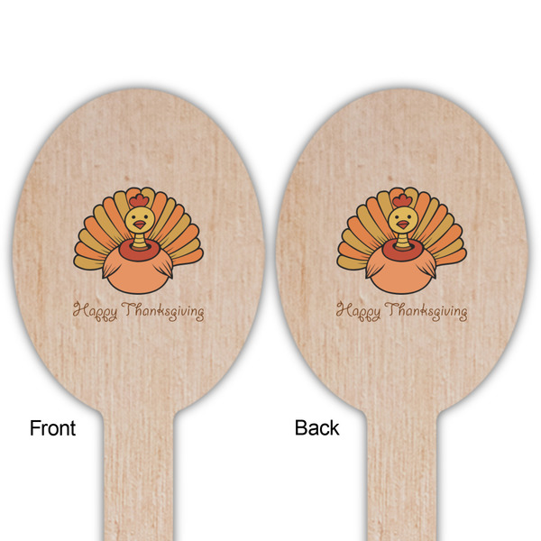 Thanksgiving Wooden Food Pick - Oval - Double Sided - Front & Back