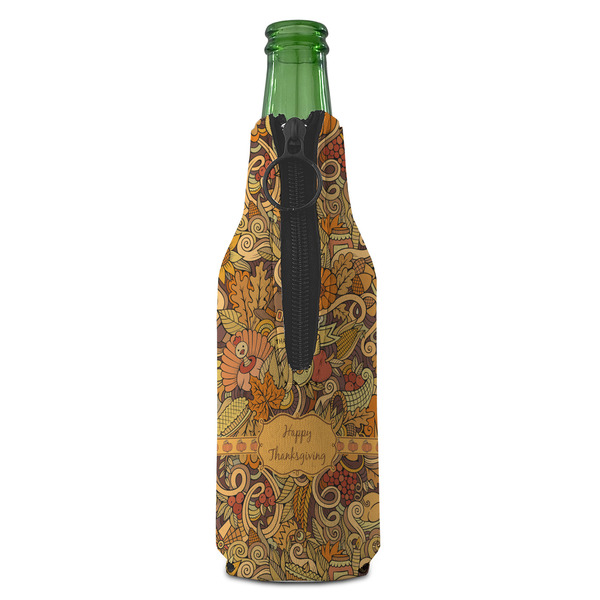 Thanksgiving Zipper Bottle Cooler - BACK (bottle)