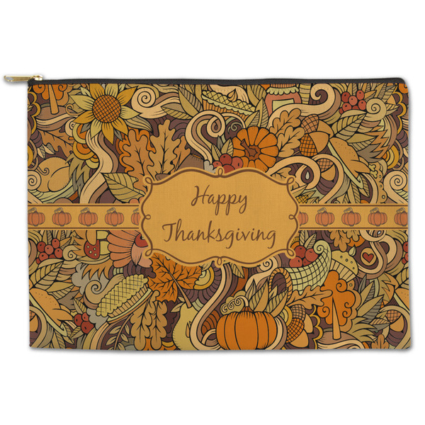 Custom Thanksgiving Zipper Pouch - Large - 12.5"x8.5" (Personalized)