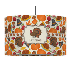 Traditional Thanksgiving 12" Drum Pendant Lamp - Fabric (Personalized)