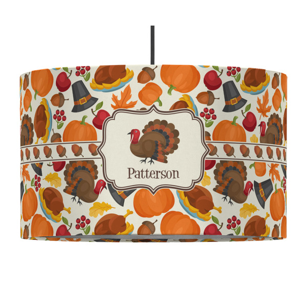 Custom Traditional Thanksgiving 12" Drum Pendant Lamp - Fabric (Personalized)