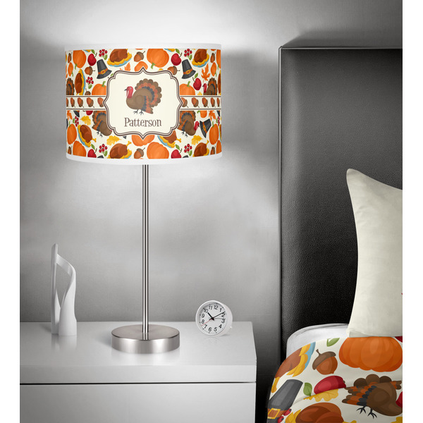 Traditional Thanksgiving 13 inch drum lamp shade - in room