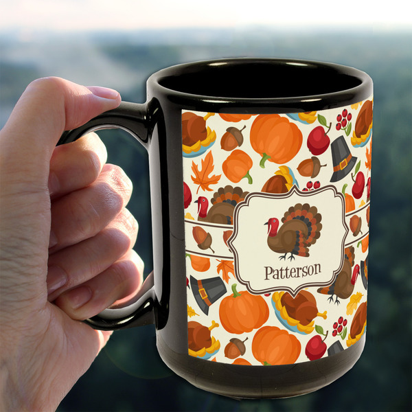 Traditional Thanksgiving 15oz. Black Mug - LIFESTYLE