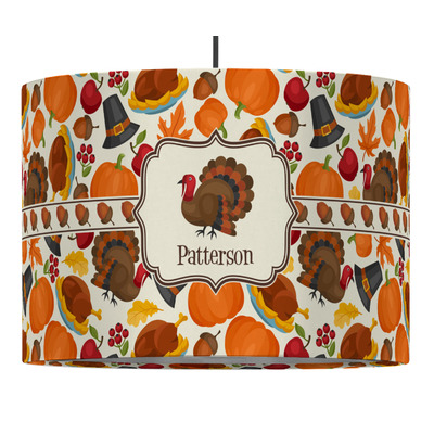 Traditional Thanksgiving 16" Drum Pendant Lamp - Fabric (Personalized)