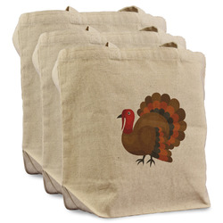Traditional Thanksgiving Reusable Cotton Grocery Bags - Set of 3