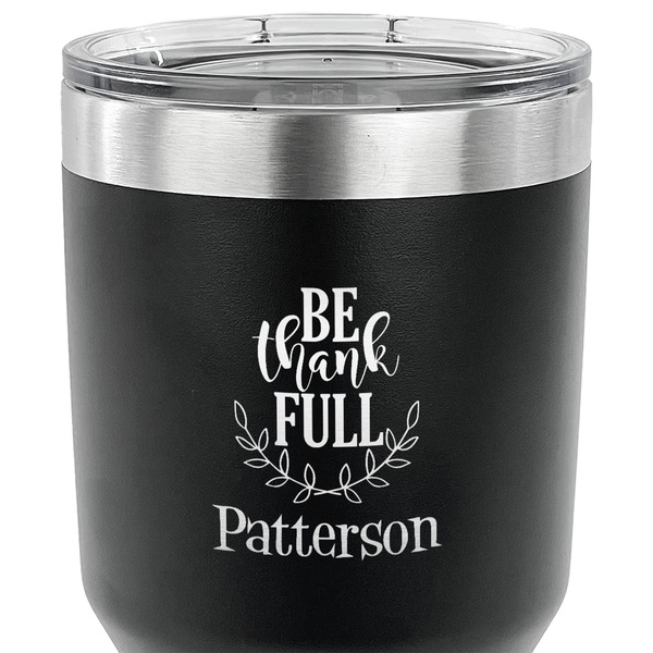 Traditional Thanksgiving 30 oz Stainless Steel Ringneck Tumbler - Black - CLOSE UP