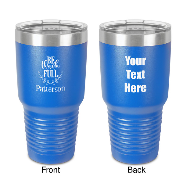 Custom Traditional Thanksgiving 30 oz Stainless Steel Tumbler - Royal Blue - Double-Sided (Personalized)