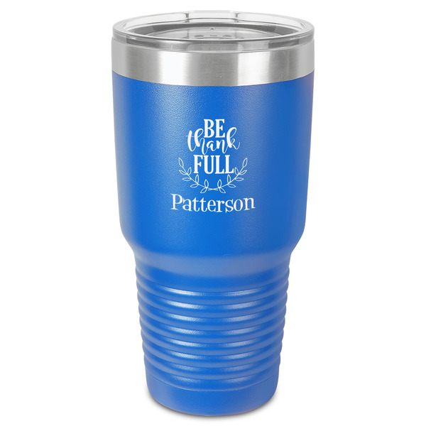 Custom Traditional Thanksgiving 30 oz Stainless Steel Tumbler - Royal Blue - Single-Sided (Personalized)