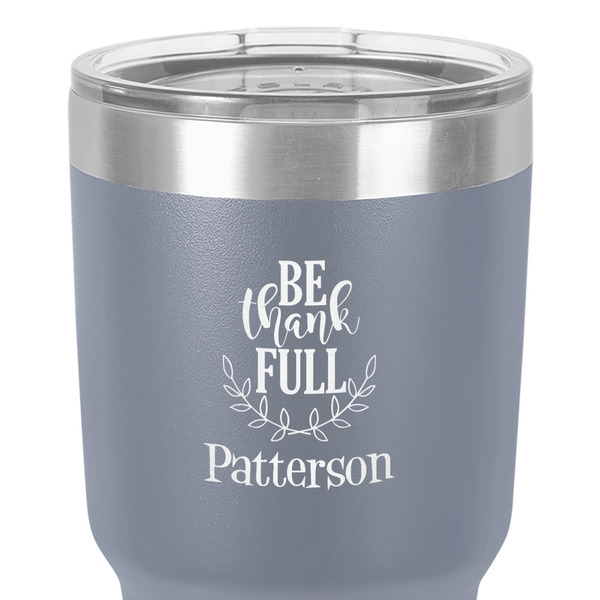 Traditional Thanksgiving 30 oz Stainless Steel Ringneck Tumbler - Grey - Close Up