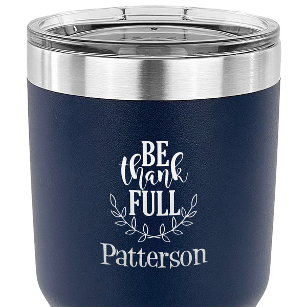 Traditional Thanksgiving 30 oz Stainless Steel Ringneck Tumbler - Navy - CLOSE UP
