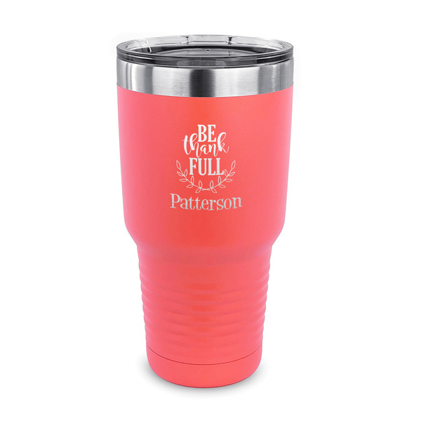 Custom Traditional Thanksgiving 30 oz Stainless Steel Tumbler - Coral - Single Sided (Personalized)