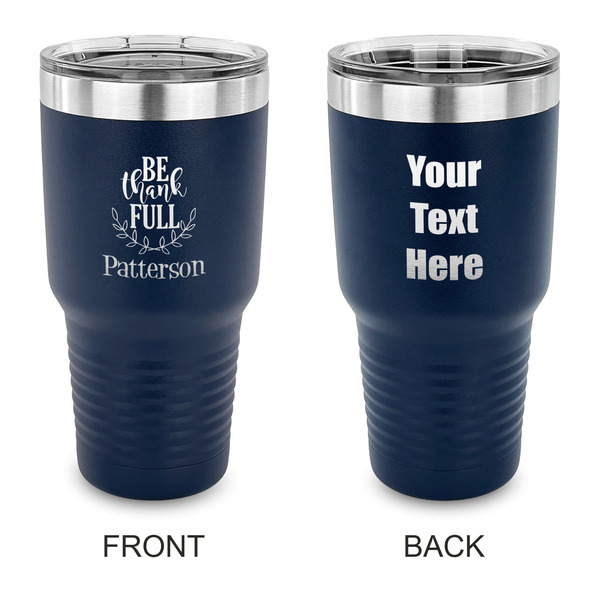 Custom Traditional Thanksgiving 30 oz Stainless Steel Tumbler - Navy - Double Sided (Personalized)