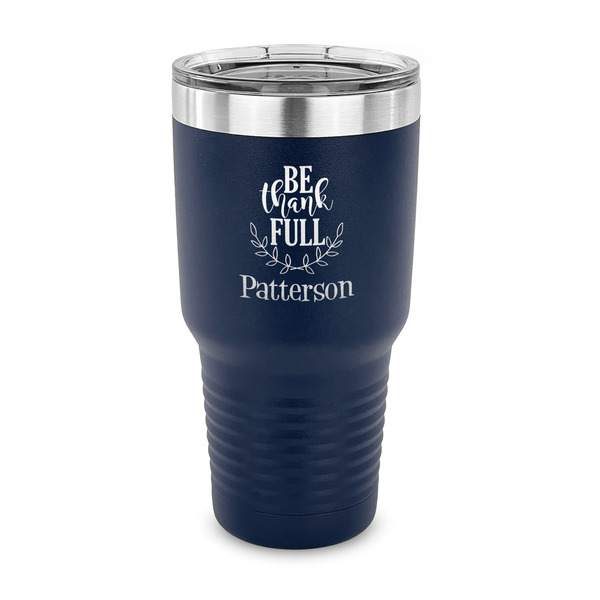 Custom Traditional Thanksgiving 30 oz Stainless Steel Tumbler - Navy - Single Sided (Personalized)