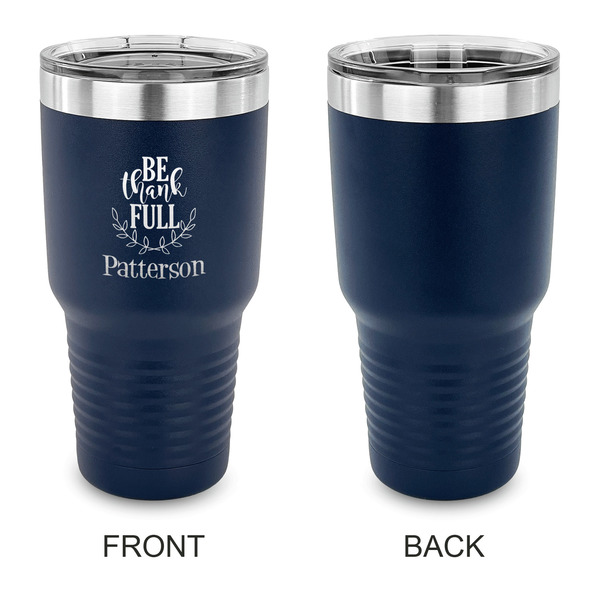 Traditional Thanksgiving 30 oz Stainless Steel Ringneck Tumblers - Navy - Single Sided - APPROVAL