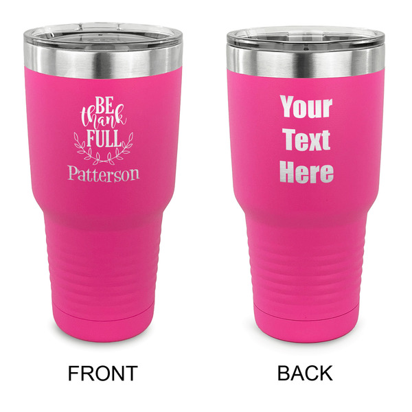 Custom Traditional Thanksgiving 30 oz Stainless Steel Tumbler - Pink - Double Sided (Personalized)