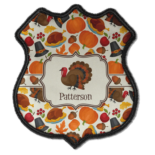 Custom Traditional Thanksgiving Iron On Shield Patch C w/ Name or Text