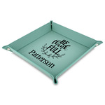 Traditional Thanksgiving Faux Leather Dice Tray - 9" x 9"  - Teal (Personalized)