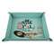 Traditional Thanksgiving 9" x 9" Teal Leatherette Snap Up Tray - STYLED