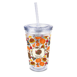 Traditional Thanksgiving 16oz Double Wall Acrylic Tumbler with Lid & Straw - Full Print (Personalized)