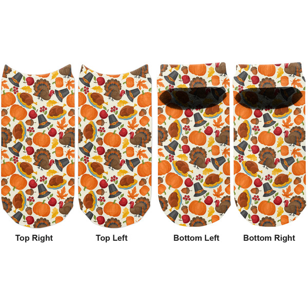 Traditional Thanksgiving Adult Ankle Socks - Double Pair - Front and Back - Apvl
