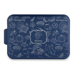 Traditional Thanksgiving Aluminum Baking Pan with Navy Lid (Personalized)