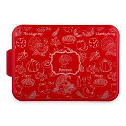 Traditional Thanksgiving Aluminum Baking Pan with Red Lid (Personalized)