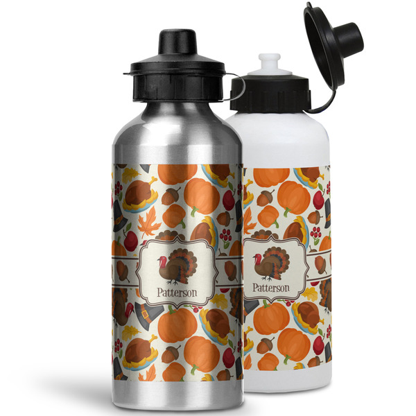 Traditional Thanksgiving Aluminum Water Bottles - MAIN (white &silver)