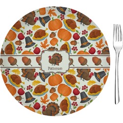 Traditional Thanksgiving 8" Glass Appetizer / Dessert Plates - Single or Set (Personalized)