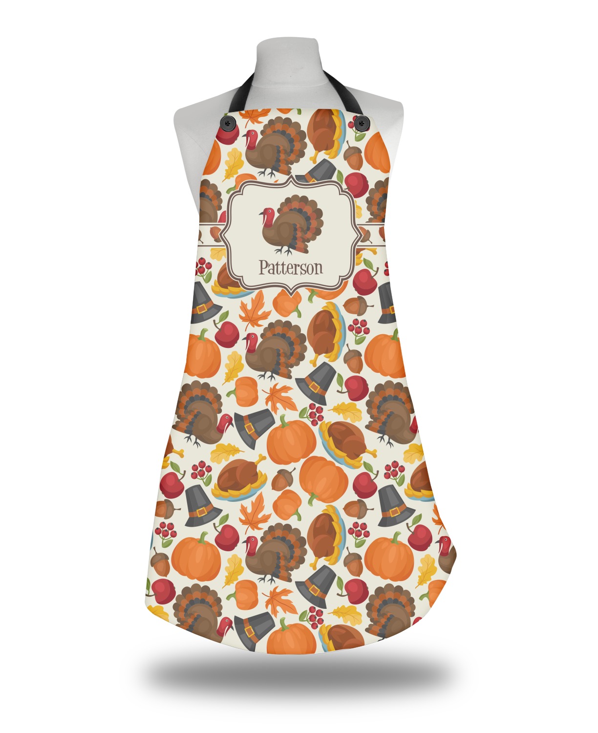 Custom Traditional Thanksgiving Apron Without Pockets w/ Name or Text