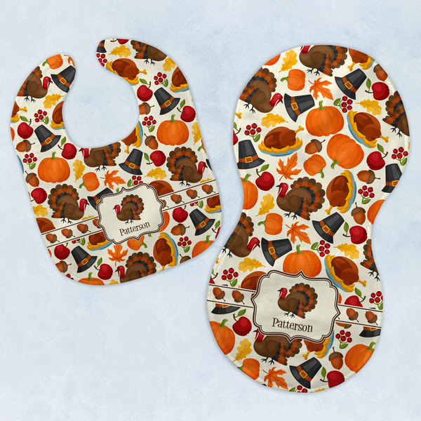 Custom Traditional Thanksgiving Baby Bib & Burp Set w/ Name or Text