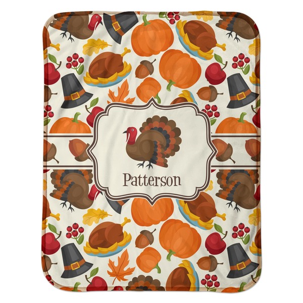 Traditional Thanksgiving Baby Sherpa Blanket - Flat