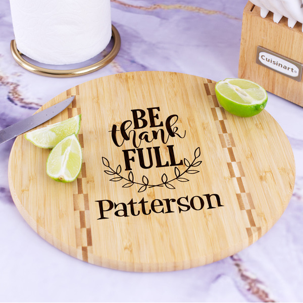 Traditional Thanksgiving Bamboo Cutting Board - In Context