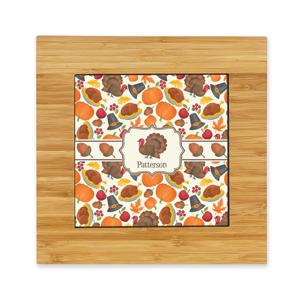 Custom Traditional Thanksgiving Bamboo Trivet with Ceramic Tile Insert (Personalized)