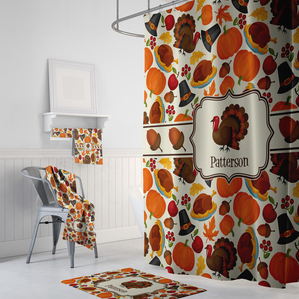 Traditional Thanksgiving Bath Towel Sets - 3-piece - In Context