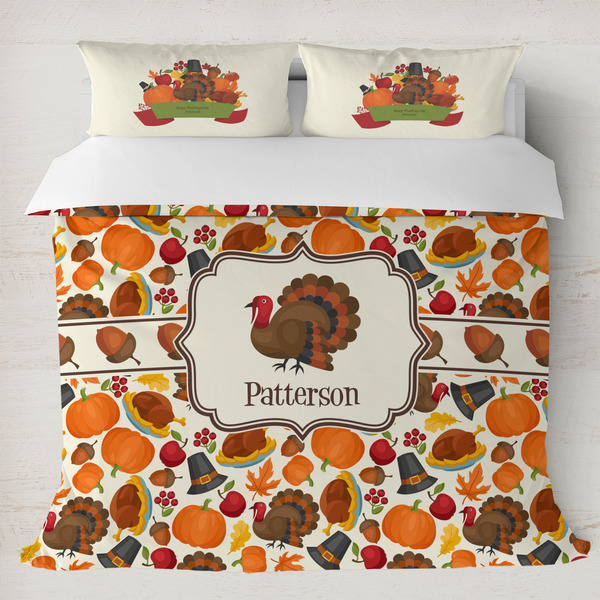 Custom Traditional Thanksgiving Duvet Cover Set - King (Personalized)